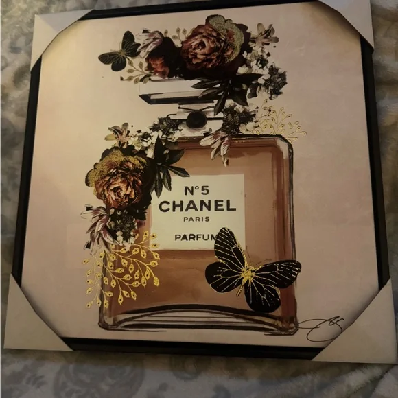 Hobby Lobby Chanel Perfume Bottle Art - Black, Gold, Brown - Picture 2 of 7